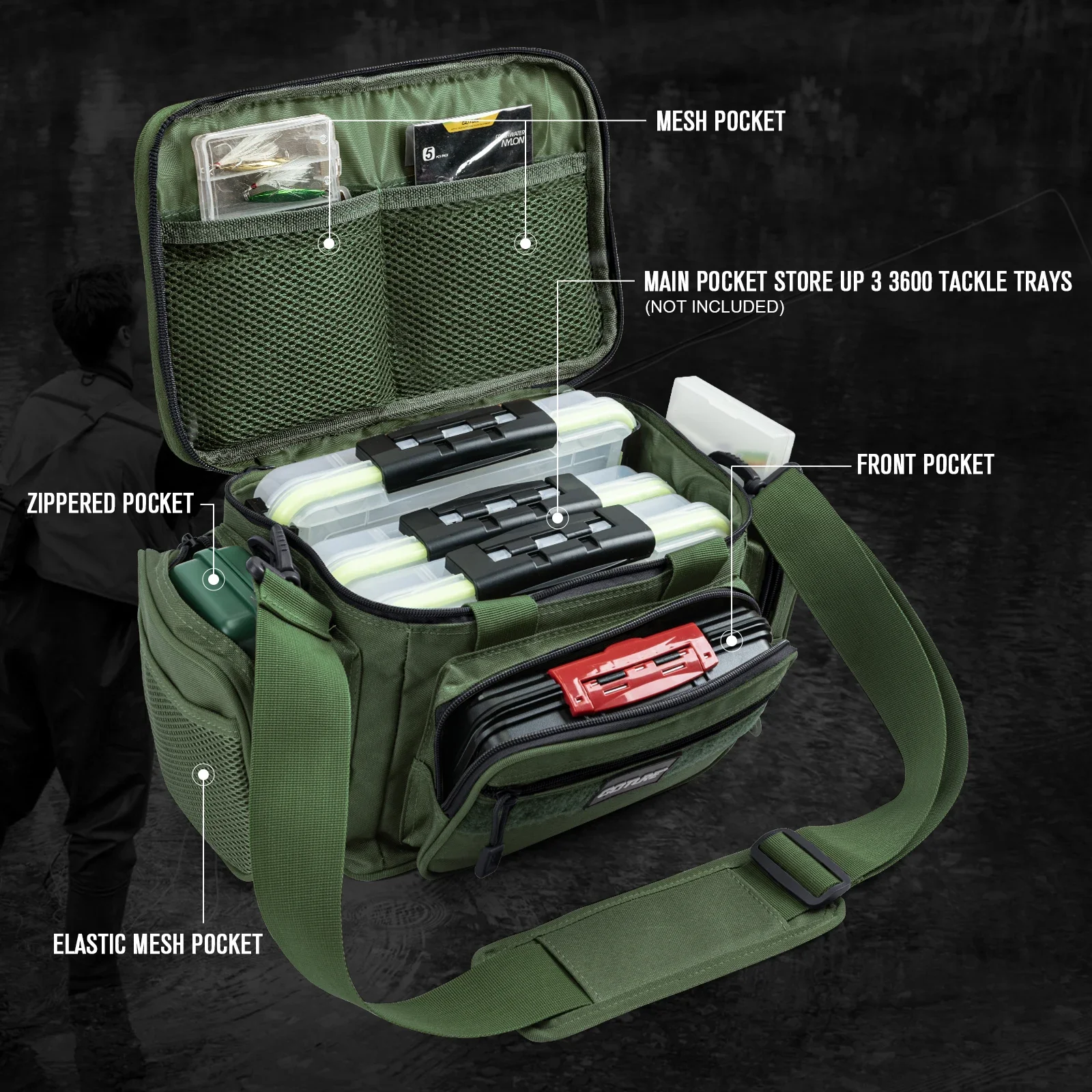 Goture Bolsa de Pesca Hombro 600D Oxford – Picnic y Acampada - imagen 3