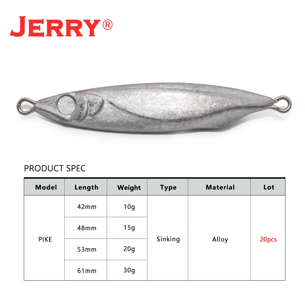 Señuelo Jig Metálico Jerry Pike para lubina en costa – sin pintar