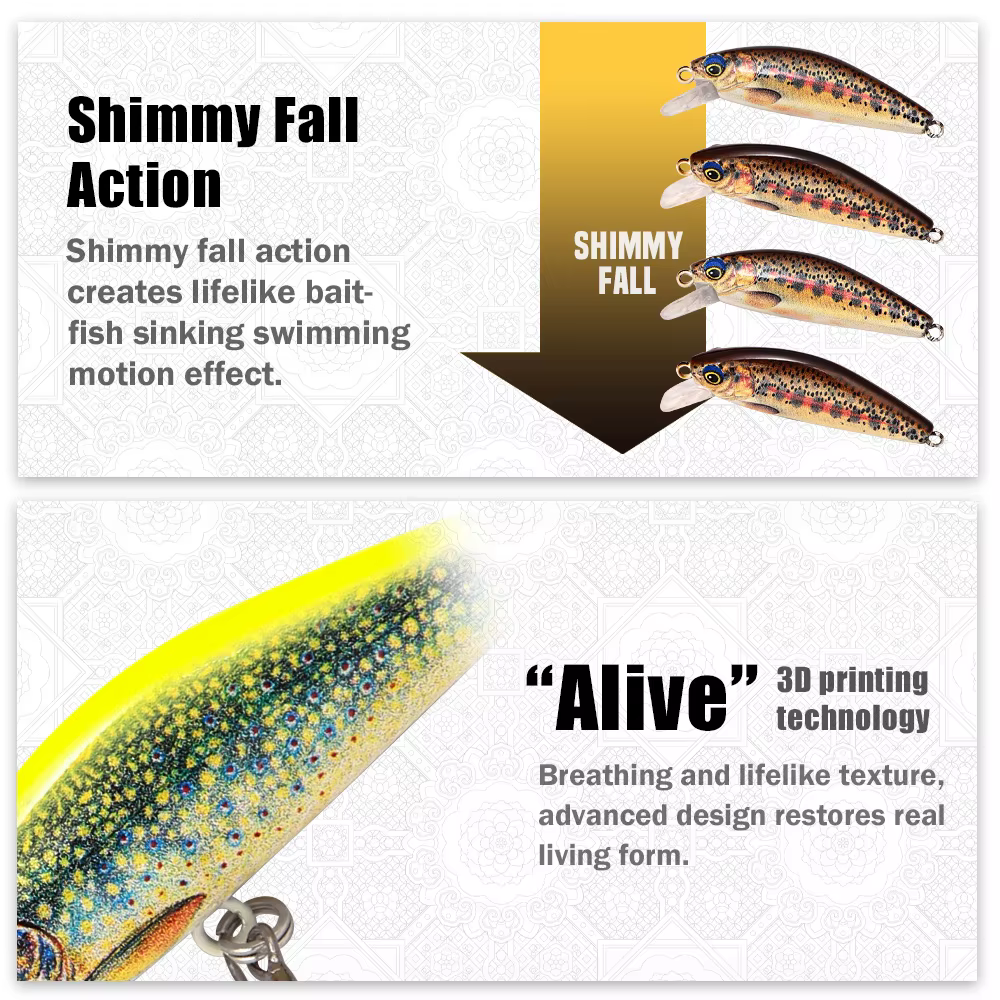 Señuelo Minnow B&U 48mm Hundimiento Rápido para Trucha - imagen 4