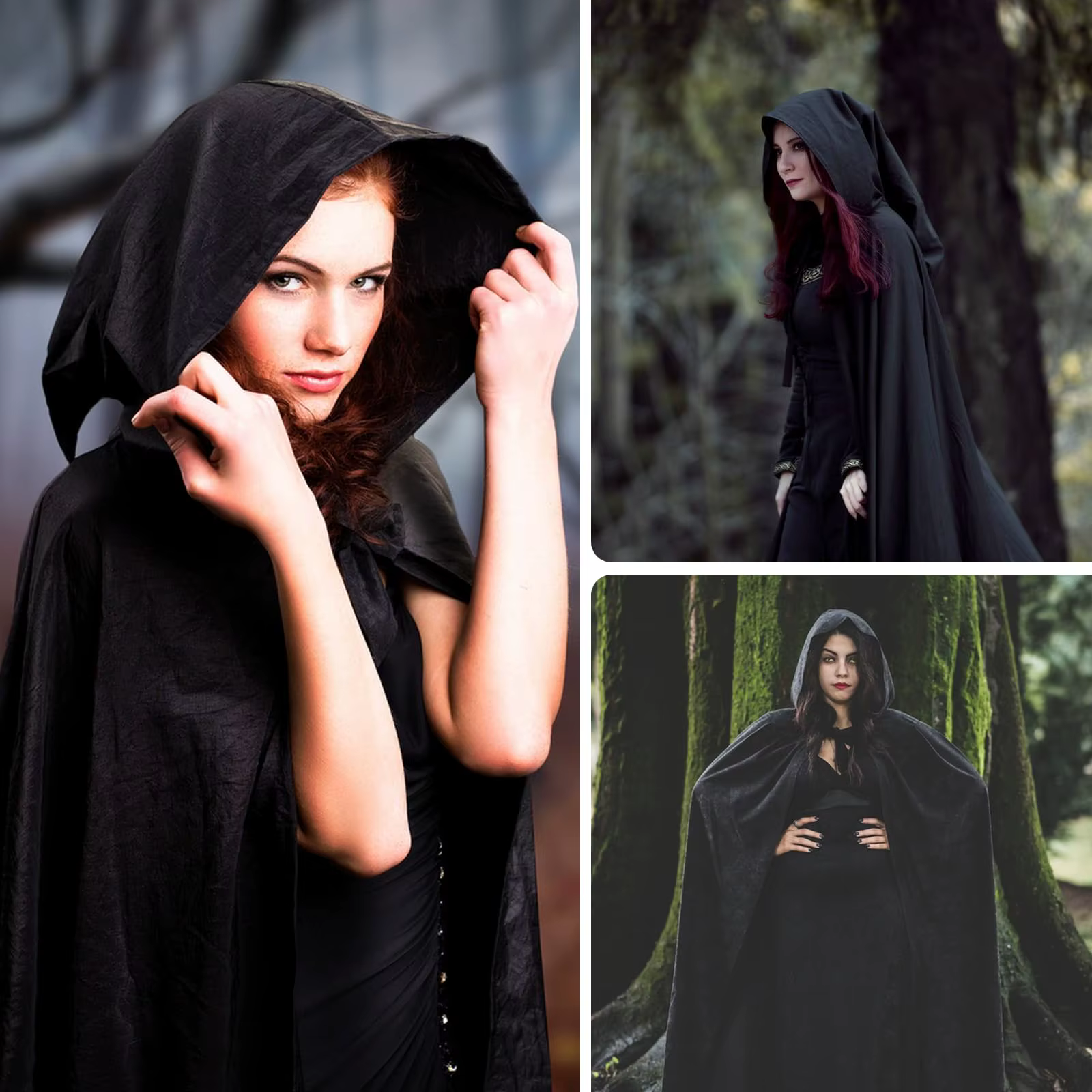 Capa Negra con Capucha para Halloween – Túnica Gótica de Diablo - imagen 4