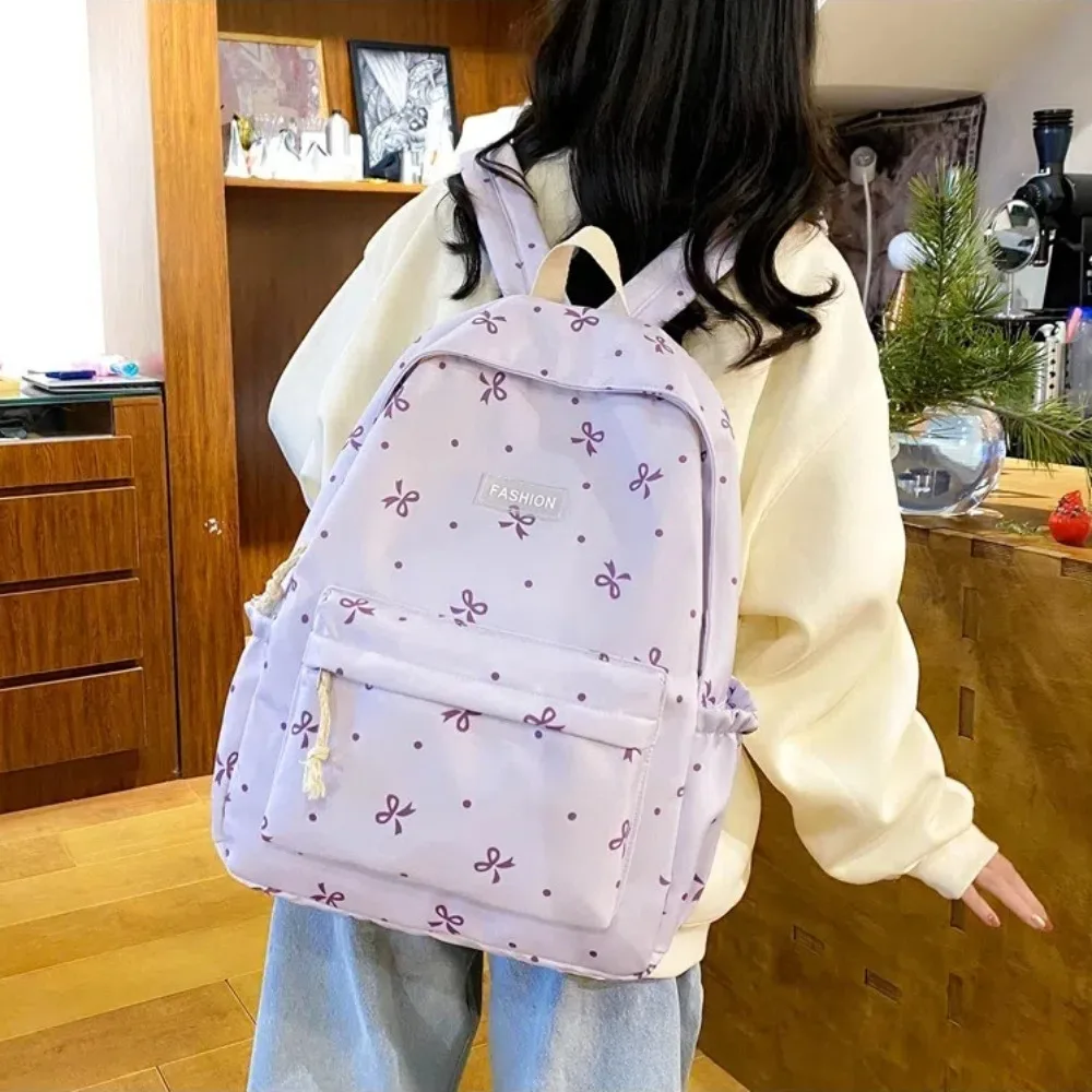 Mochila de nailon portátil con estampado de lazo gran capacidad - imagen 4
