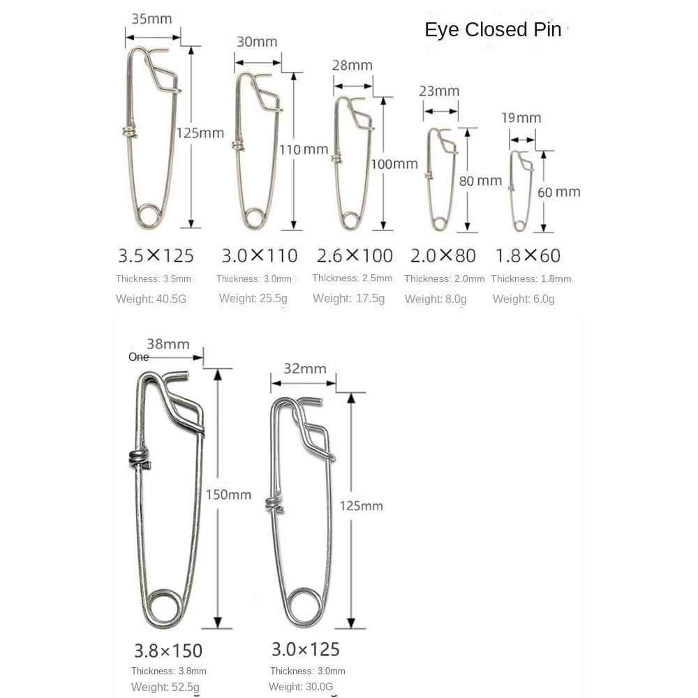 Set de 10 clips de pesca de acero inoxidable