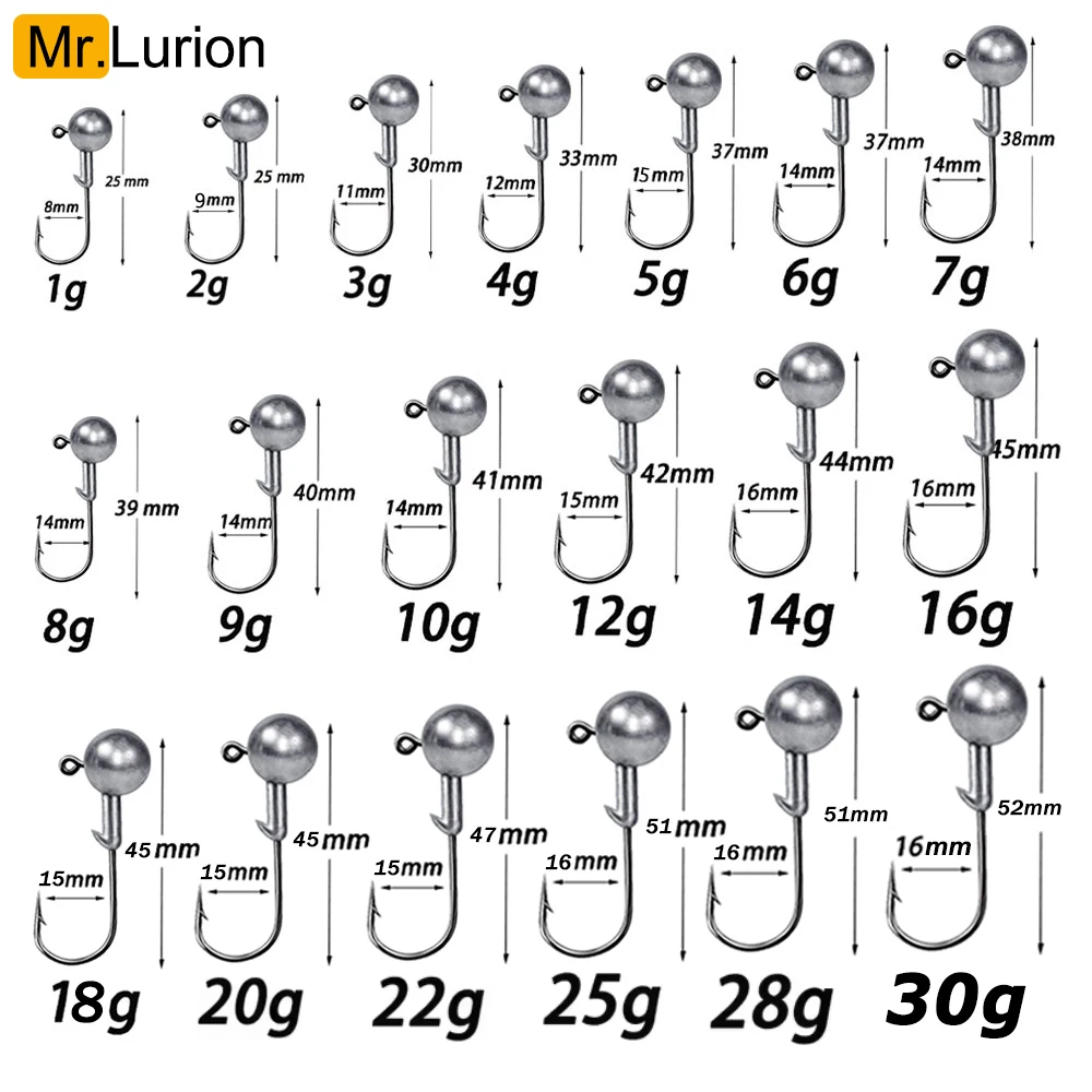 Anzuelos Jig Head MrLurion para vinilo grub – ganchos afilados