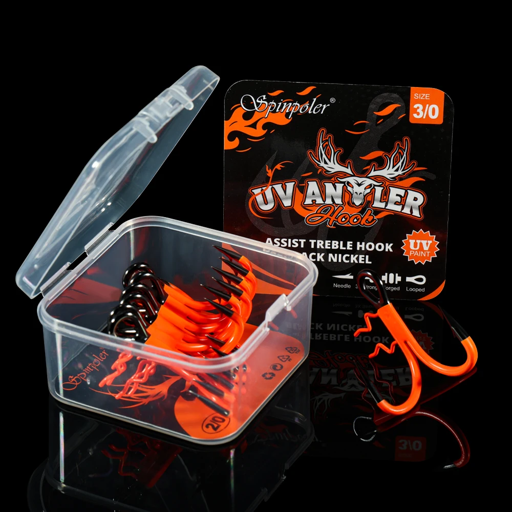 Anzuelo triple Spinpoler Antler 3X pesado UV naranja para swimbait - imagen 5