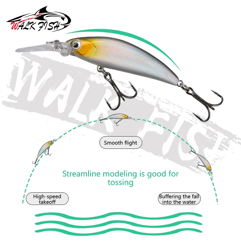 WALK FISH Señuelo Minnow hundimiento lances largos para lubina, lucio - imagen 4