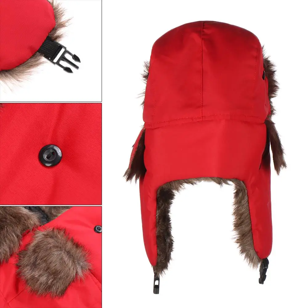 Vista frontal del gorro de invierno estilo ushanka