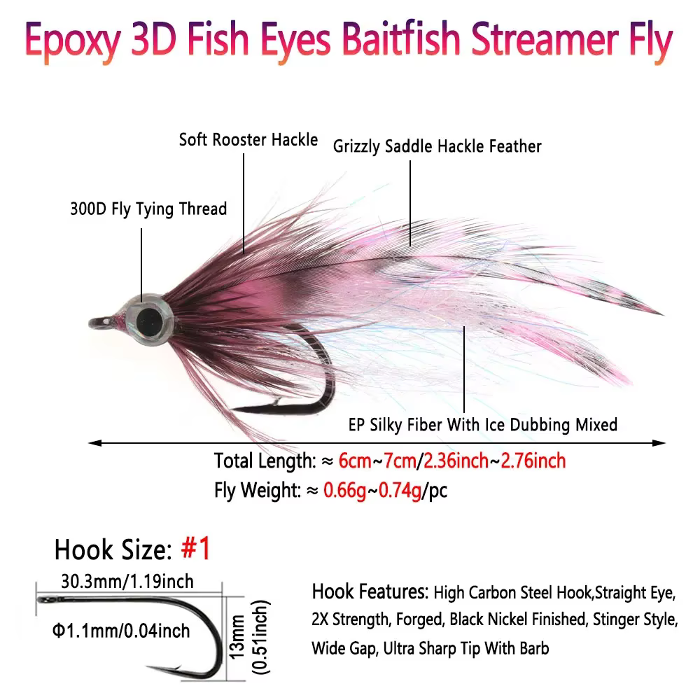 Bimoo 1 Epoxi 3D ojos de pez Señuelo minnow streamer para pesca - imagen 3