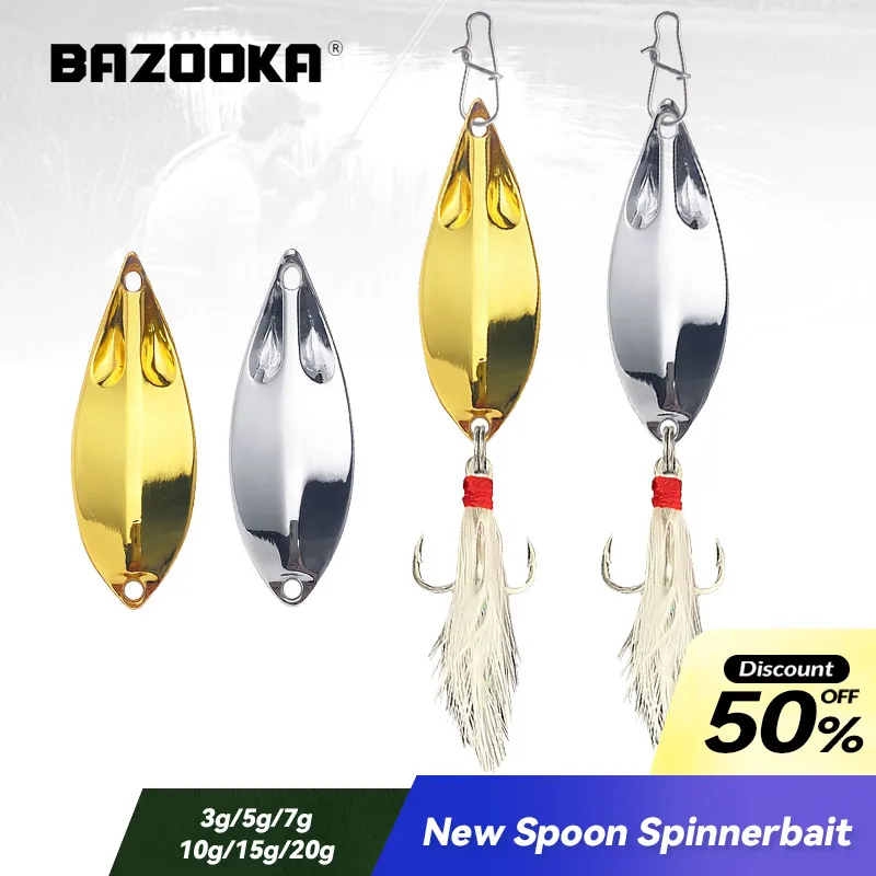 Señuelos Bazooka VIB Spinner dorados en detalle
