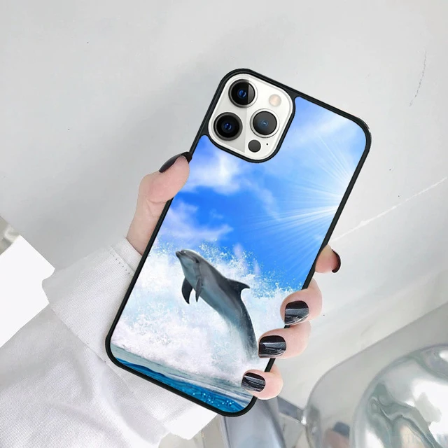 Funda TPU con diseño de delfines para iPhone