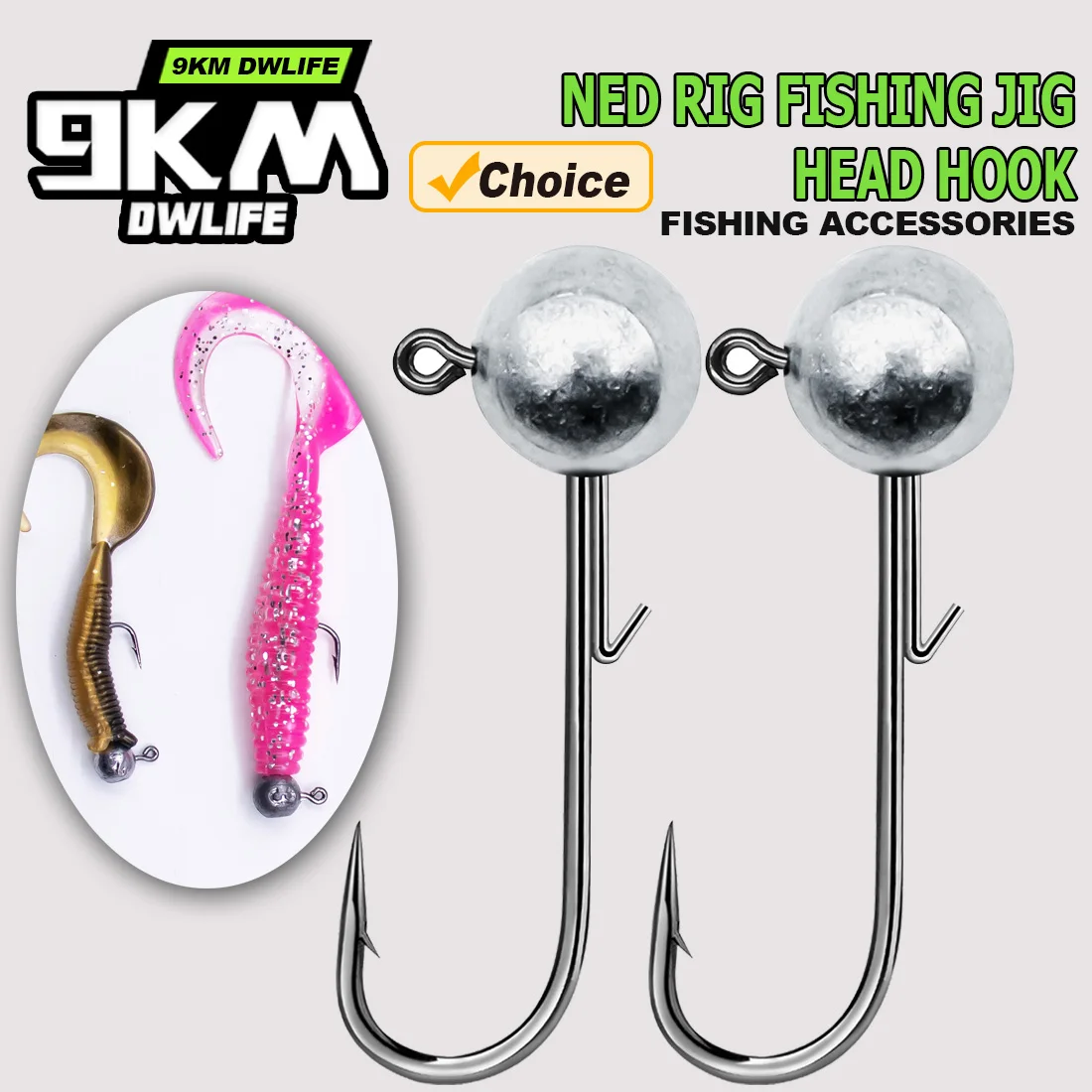 Jig Head Ned 9KM – anzuelo redondo para vinilo y agua dulce
