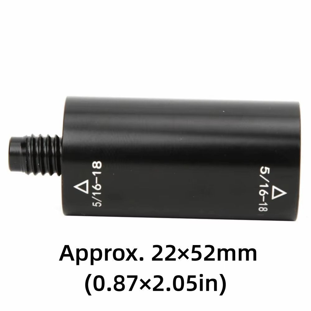 Extensor de taco de billar de aluminio negro visto desde varios ángulos