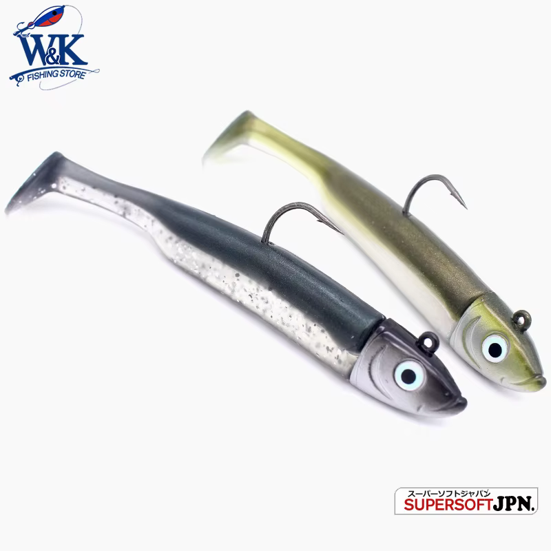 Señuelo soft bait para lubina 9cm – Cabeza jig 22g cola de paleta