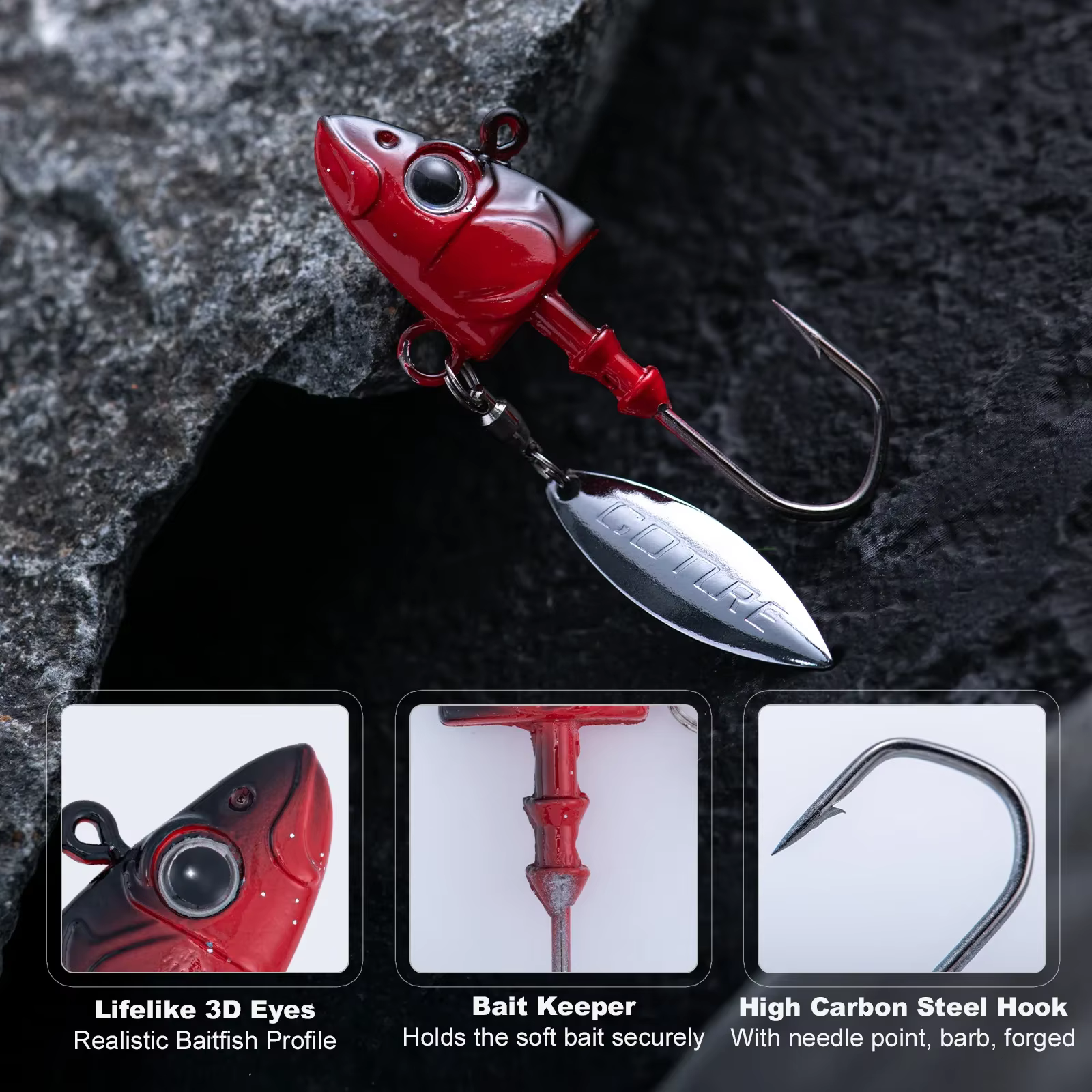 Goture Jig Head con ojos 3D - Cabezas de plomo 7-32g - imagen 5