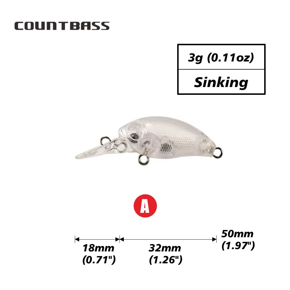 Cebo Countbass Wobbler 32-35mm blanco sin pintar - imagen 3