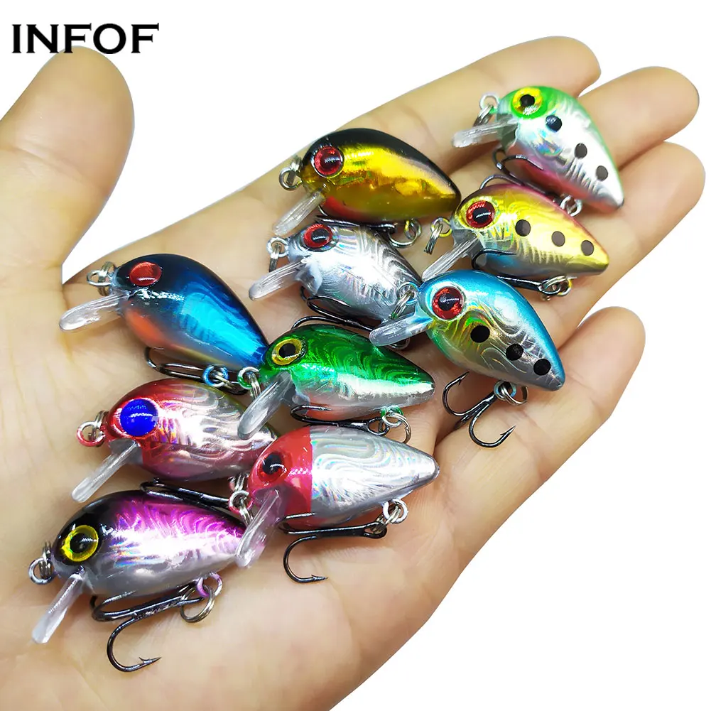 Crankbait pequeño con ojos realistas y anzuelos para pesca - imagen 4