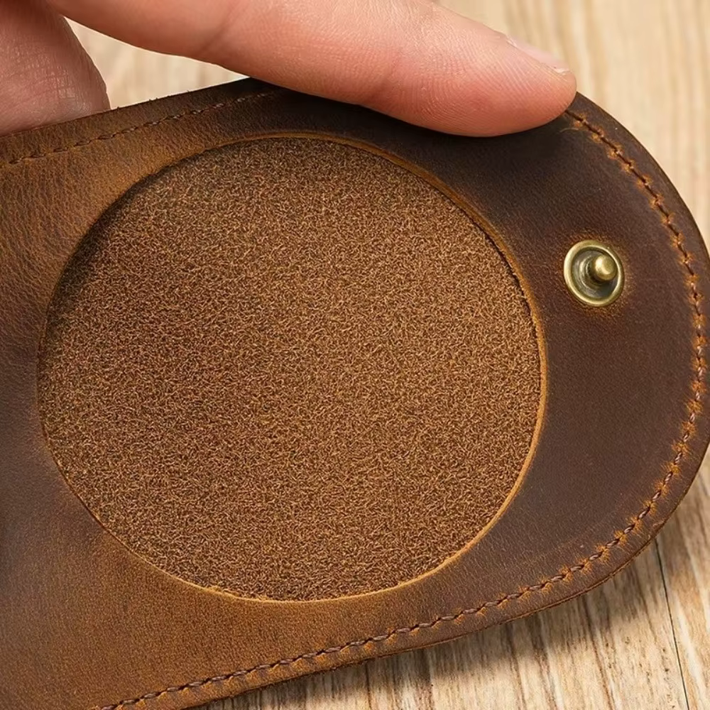 Cartera de Cuero Genuino Monedero Ultraligero con Cierre