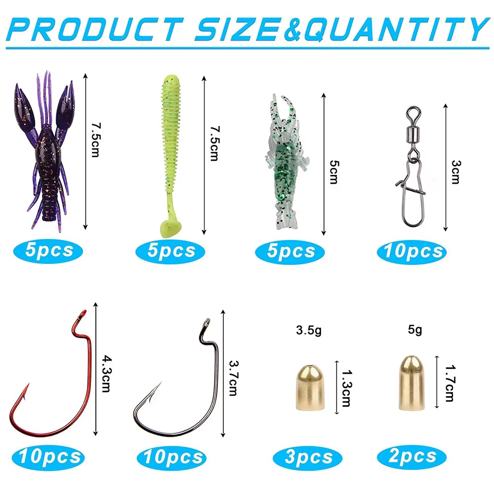 Kit de señuelos para pesca: ganchos, cabezales y Carolina Texas - imagen 2