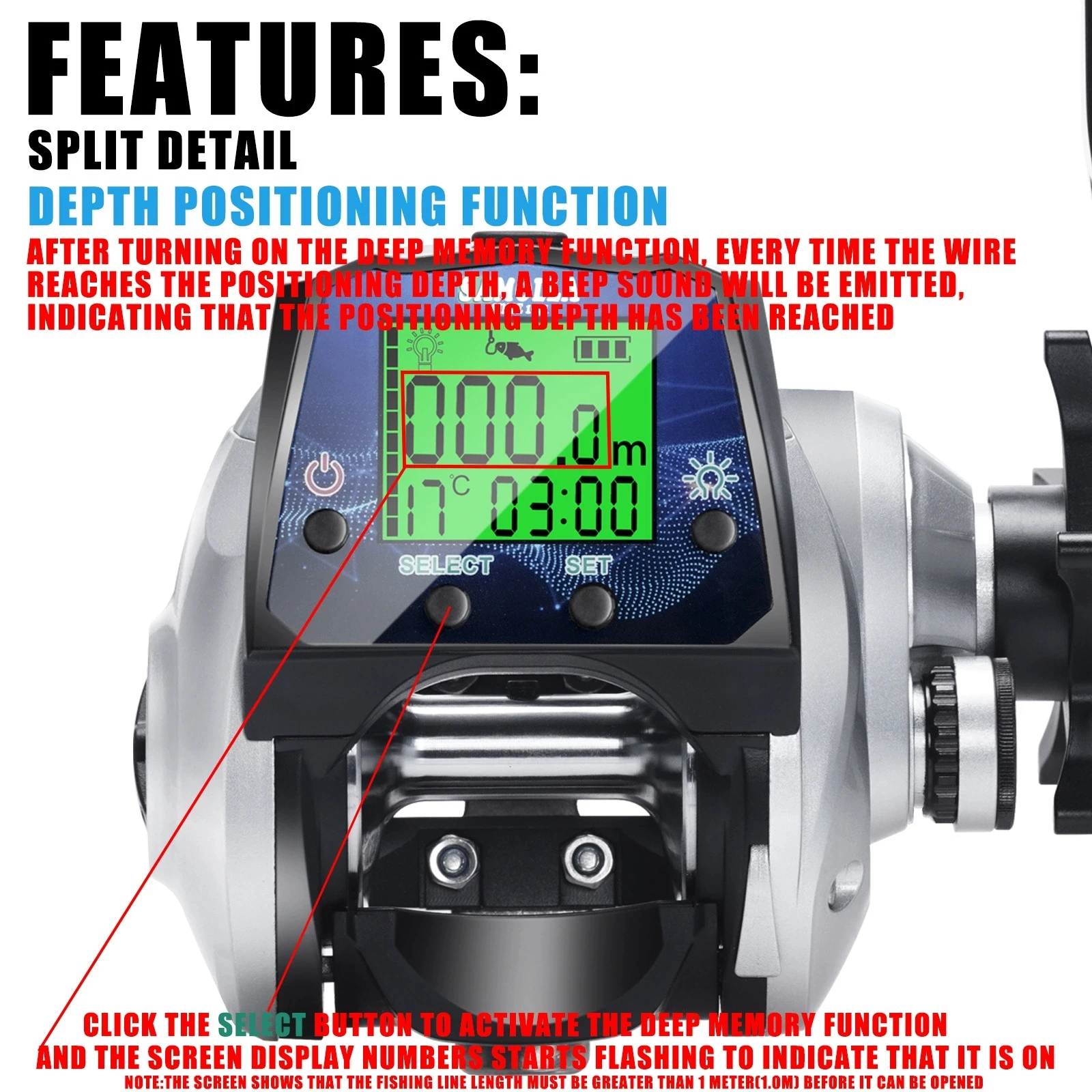 Carrete baitcasting electrónico con pantalla LED y alta velocidad - imagen 4