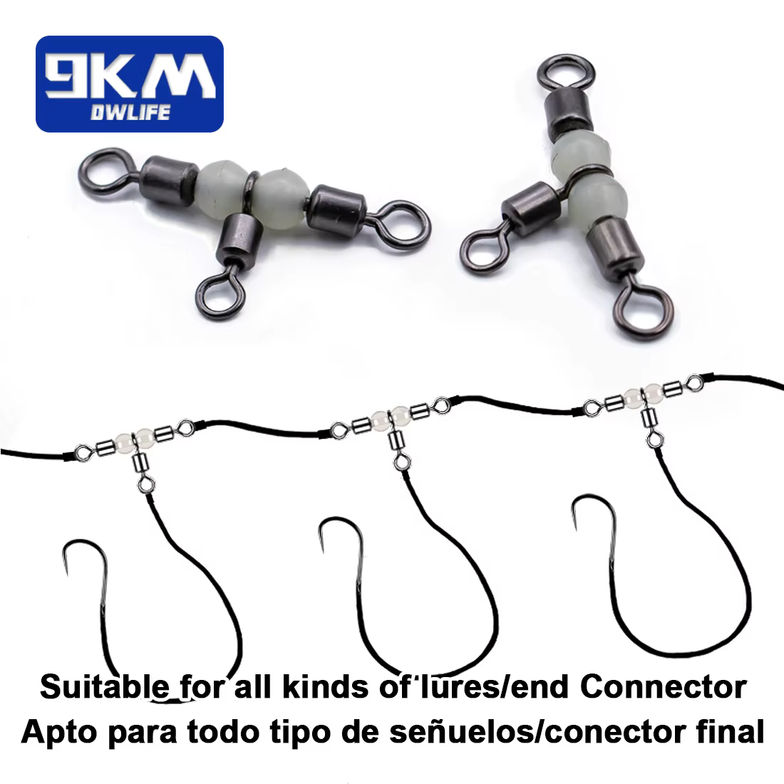 Giratorio de tres vías con cuentas brillantes – Pesca mar - imagen 2