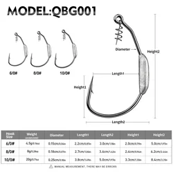 Anzuelos Jig Head PROBEROS acero alto carbono boca ancha con resorte