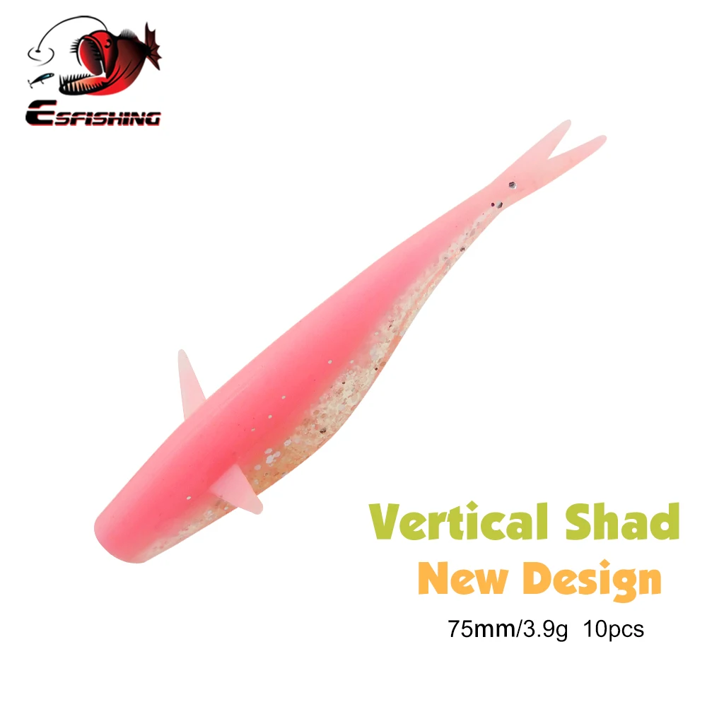 ESFISHING Vertical Shad – Señuelo de vinilo para trucha y lucio