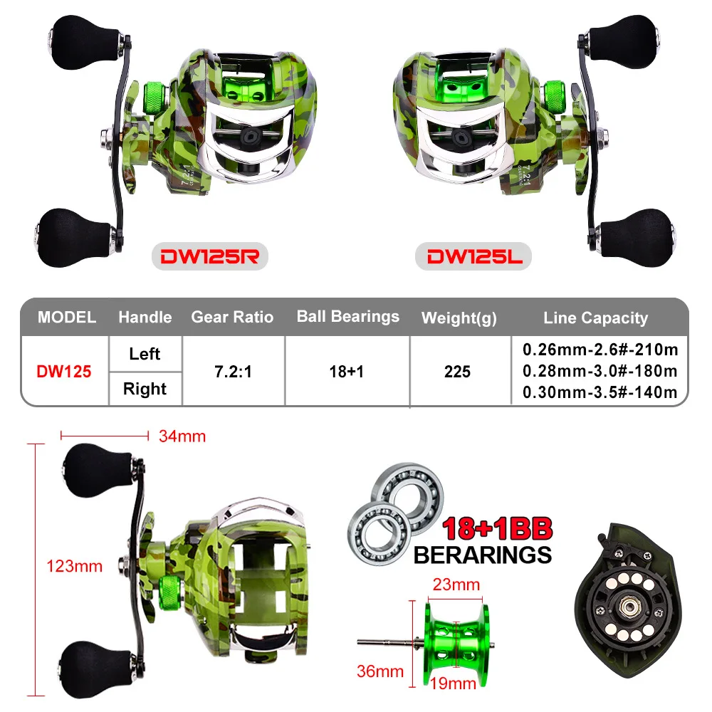 Carrete PRO BEROS baitcasting con acabados metálicos