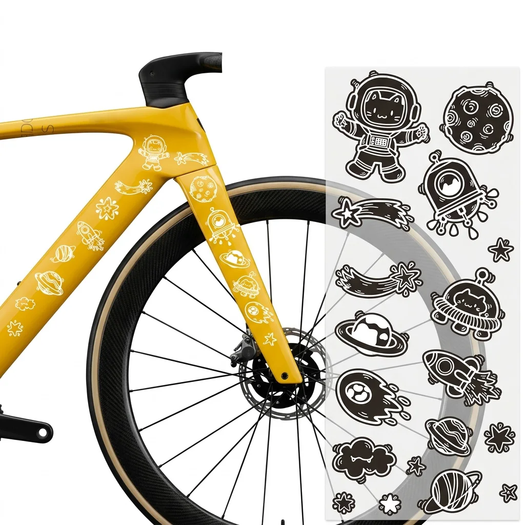 Pegatinas decorativas para bicicleta con gato astronauta