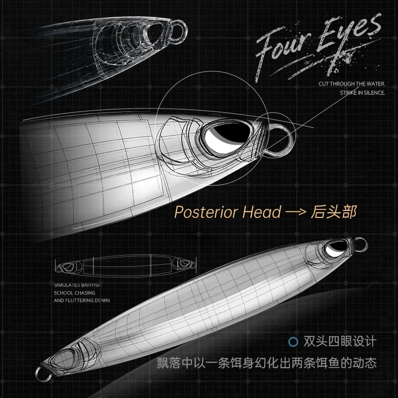 Lurefans Four Eyes jig de hundimiento con placa de metal – cebo duro - imagen 2