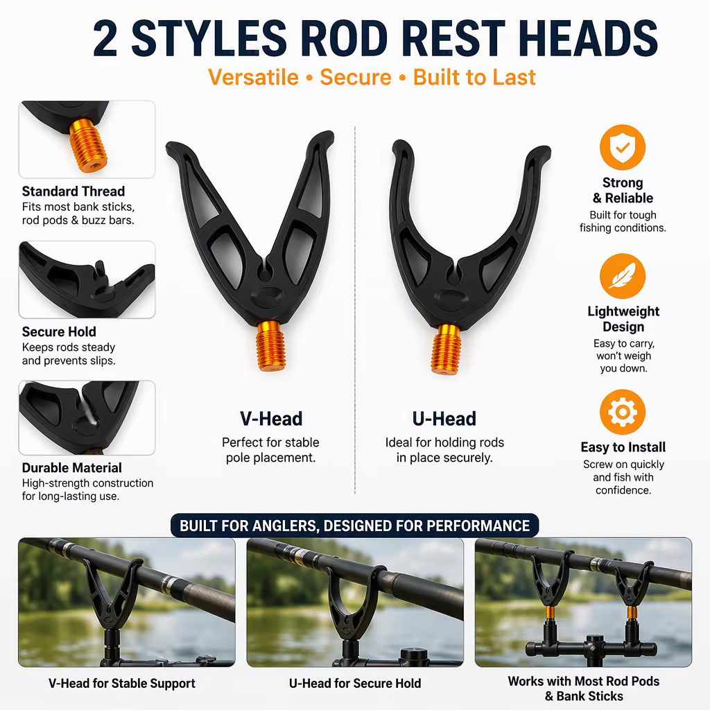Soporte de caña carpfishing V/U antideslizante universal