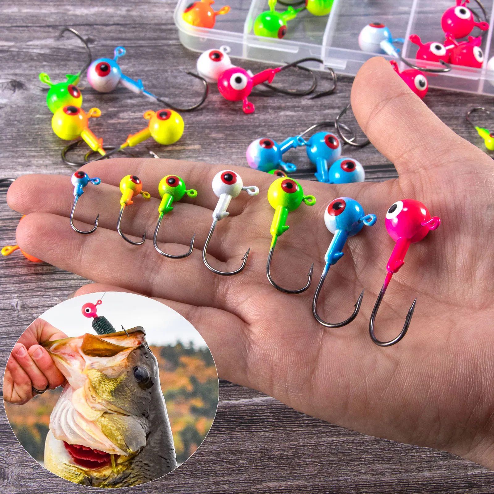 Anzuelos Jig Head de bola redonda con púas para vinilo y gusano - imagen 3