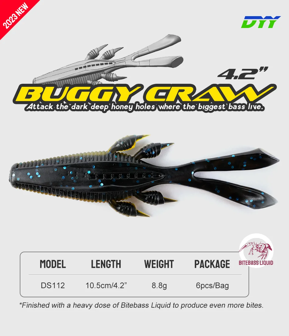 Pack de 6 señuelos DYY Soft Shrimp Silicone Swimbait
