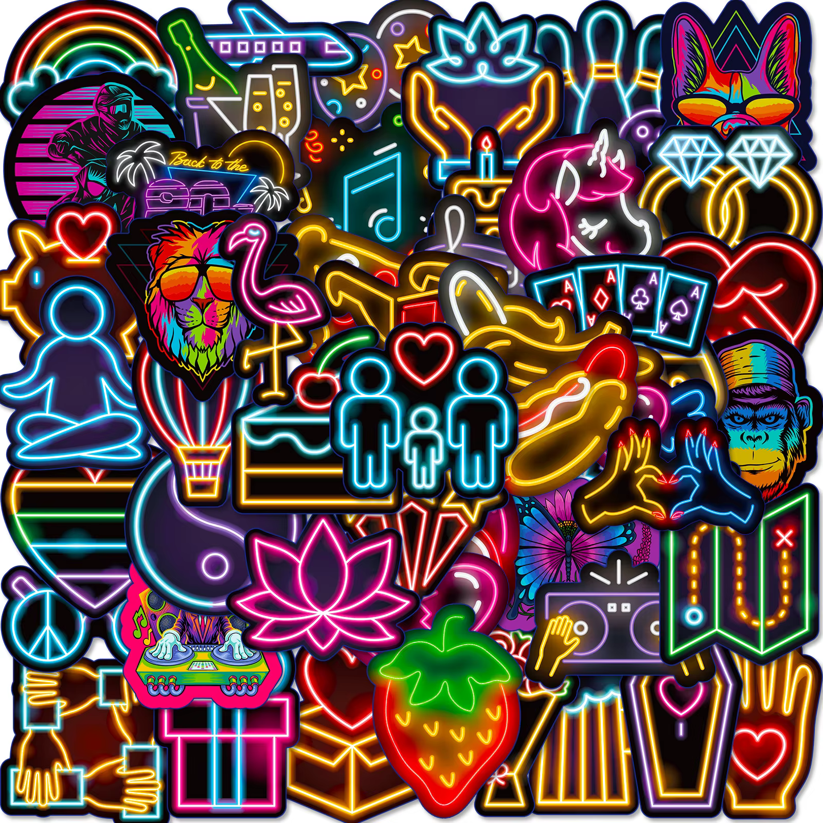 Pegatinas Neon Personalizadas – Diseño Dibujos Animados Adhesivo Resistentes - imagen 5