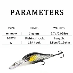 Señuelo Minnow duro con ojos 3D para pesca artificial