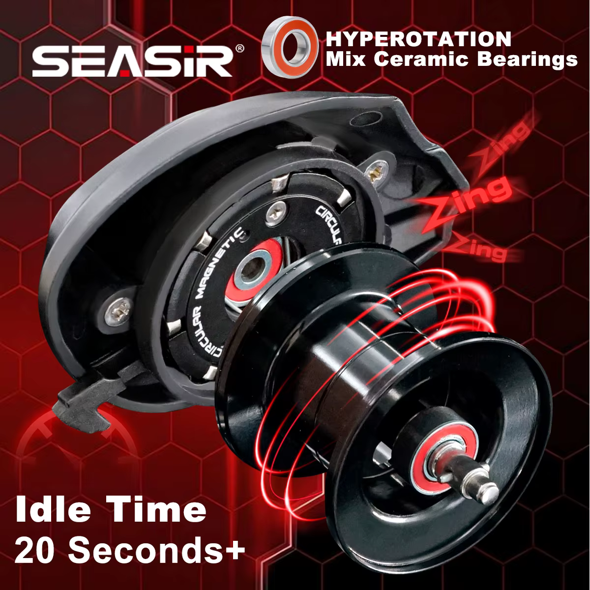 Carrete Baitcasting Seasir Cast-X3 Drag Clicker para Mar y Río