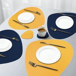 Manteles individuales cuero PU irregulares doble cara impermeables