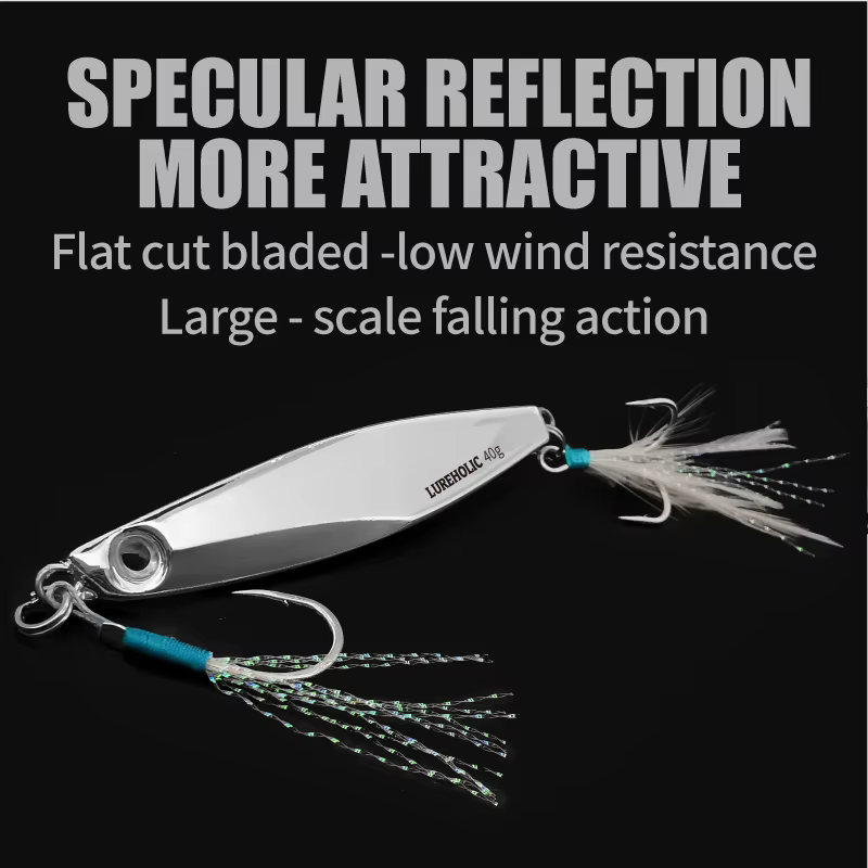 LUREHOLIC Jig Head hoja plana larga chapado al vacío con MUSTAD
