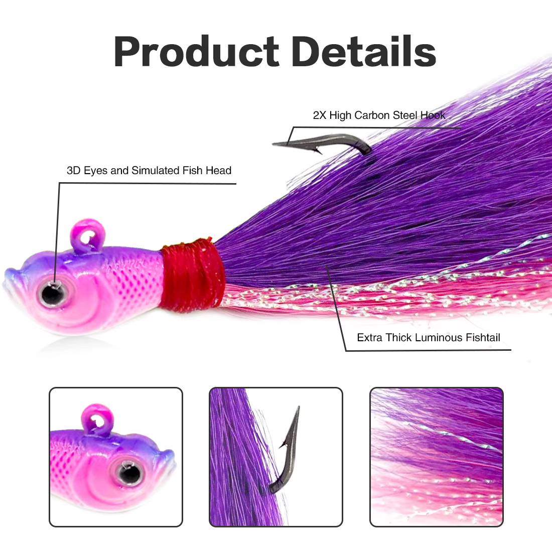 Bucktail Jig 9KM para lubina – Agua salada