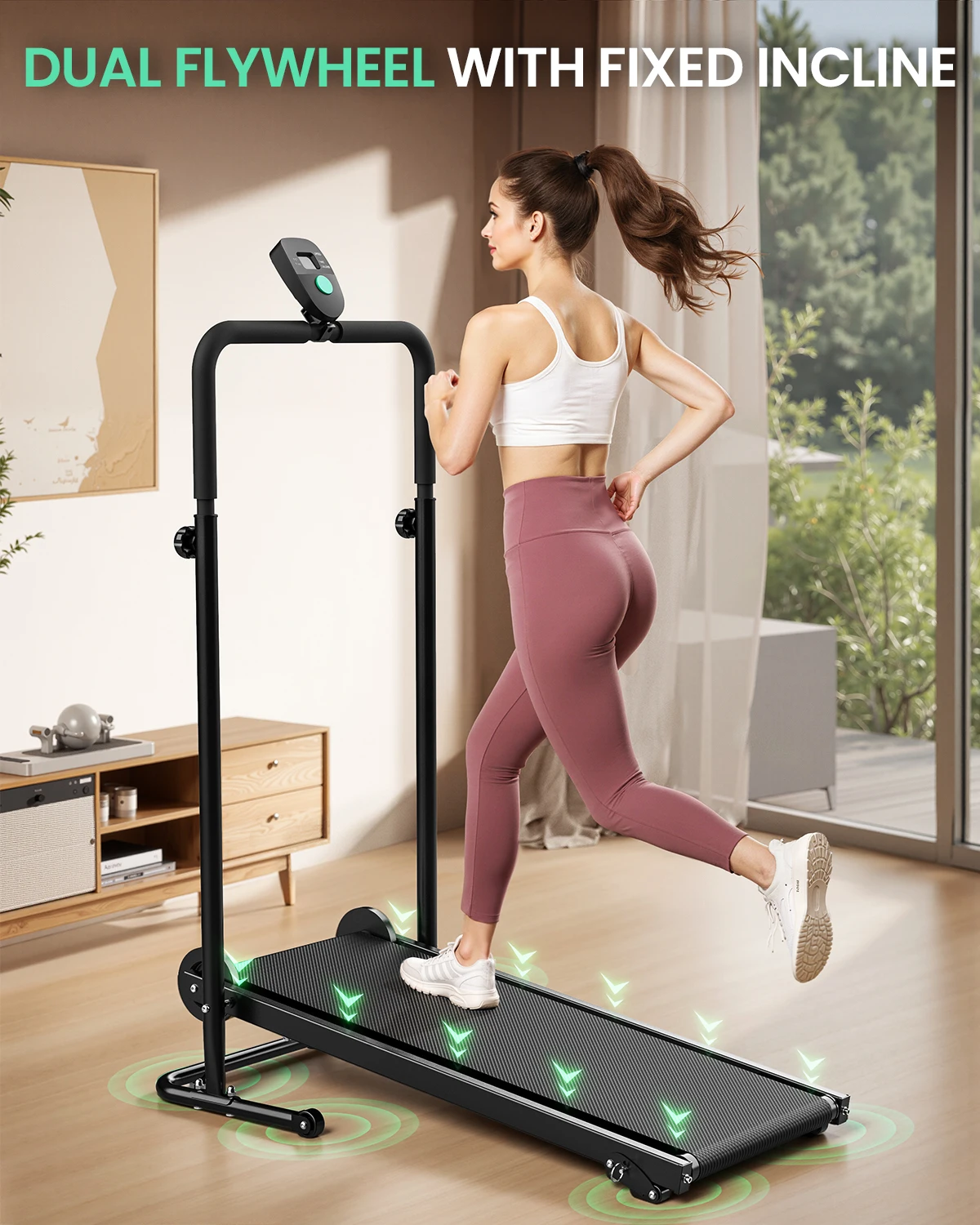 Caminadora inclinada Akluer con doble volante y pantalla LCD - imagen 4