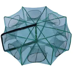 Red de pesca plegable de nailon duradera octagonal verde manual