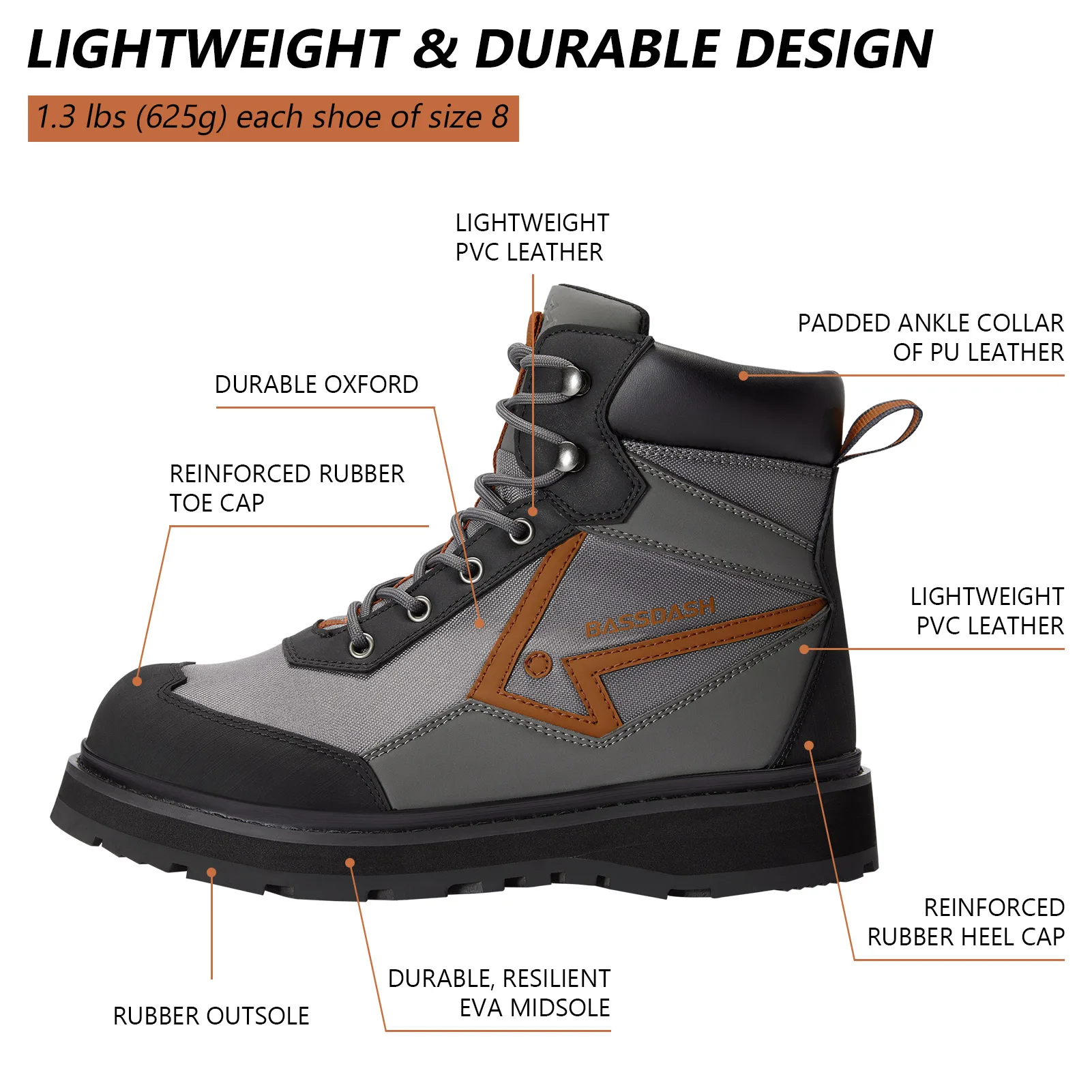 Bassdash Flex Botas de vadear Ligeras antideslizantes para hombre - imagen 4