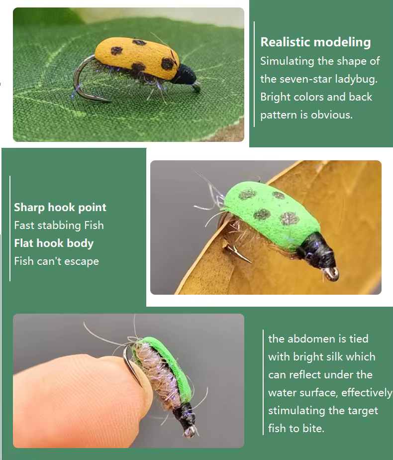 Ninfa Ladybird para pesca con mosca – Lubina trucha salmón - imagen 4