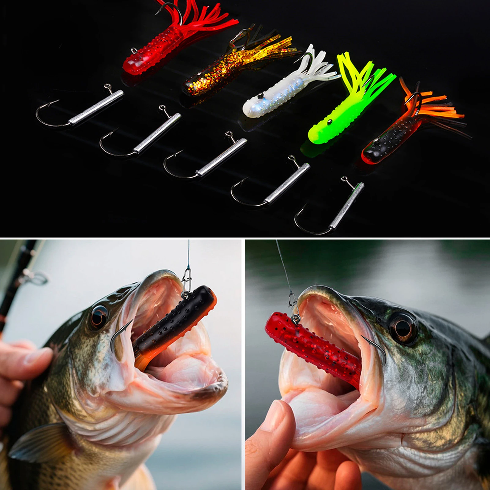 Free Fisher señuelos de tubo con anzuelos jig – gusano blando - imagen 3