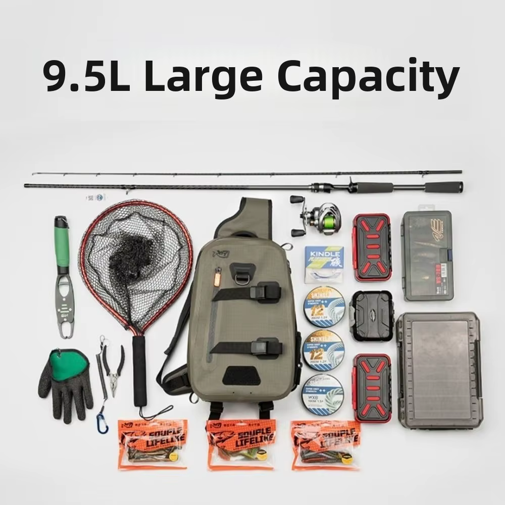 Bolsa de pesca doble capa TPU impermeable con bandolera y capacidad - imagen 2