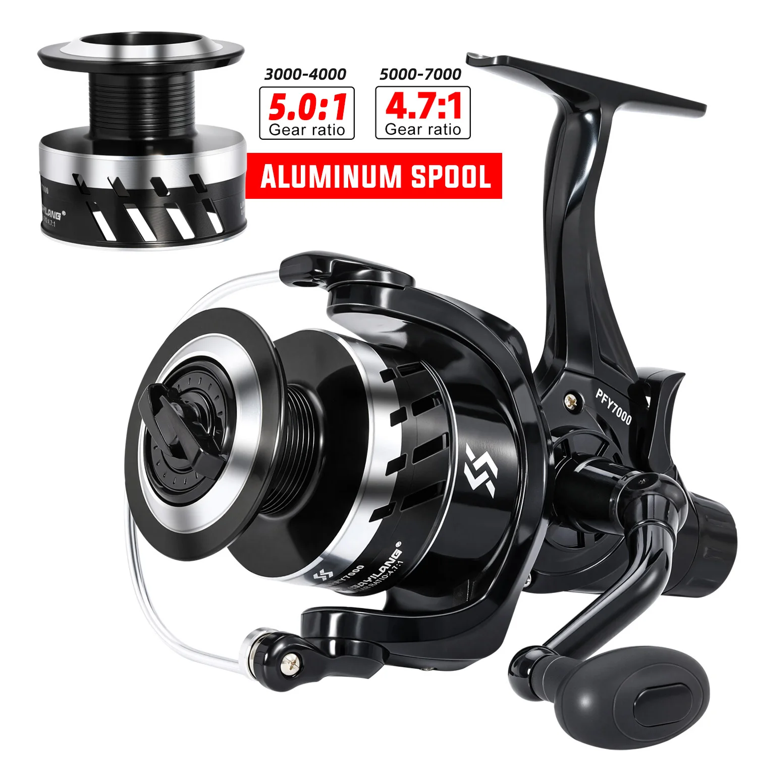 Carrete Spinning Sougayilang 5.0:1 – Freno trasero y bobina aluminio