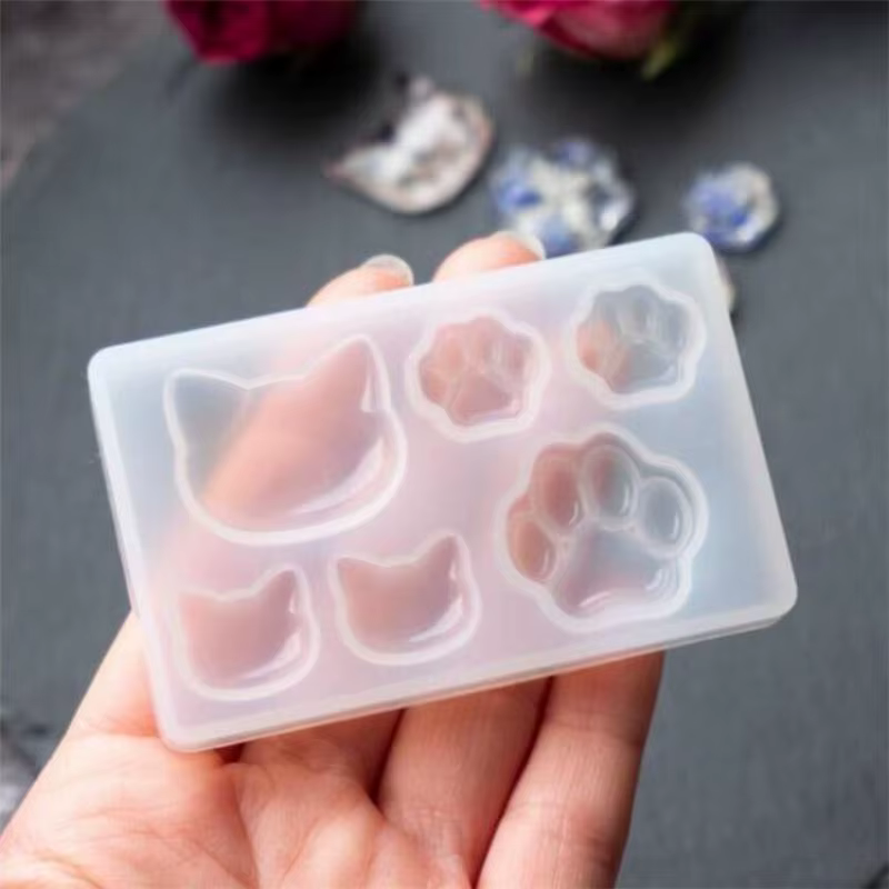 Molde en silicona para resina epoxi: garra y cara de gato llavero - imagen 4
