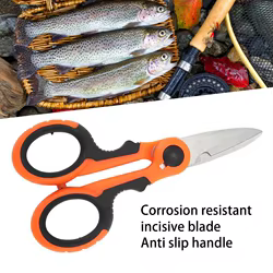 Tijeras cortalínea inox dentadas con mango antideslizante para pesca