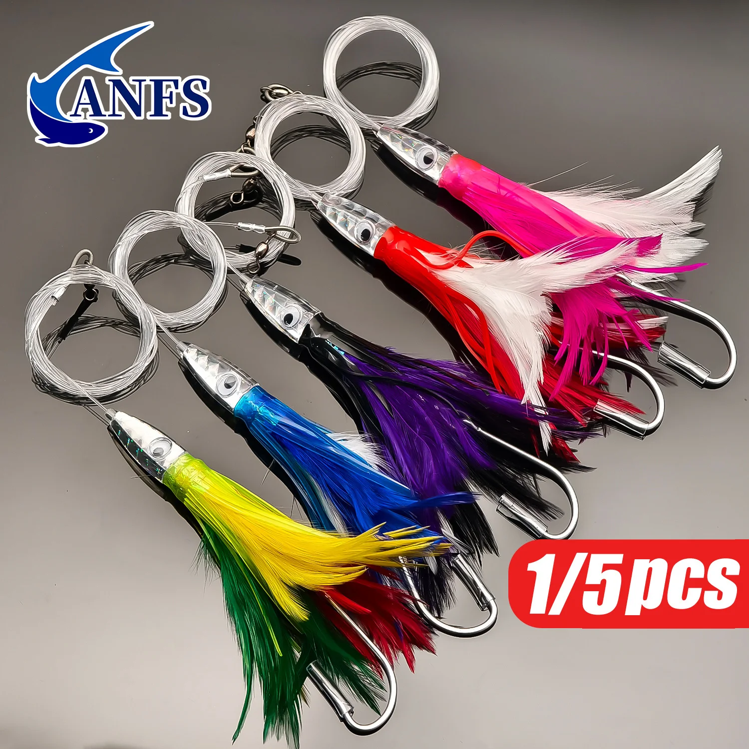 ANFS Señuelos de arrastre para atún y calamar 6 pulgadas - imagen 5