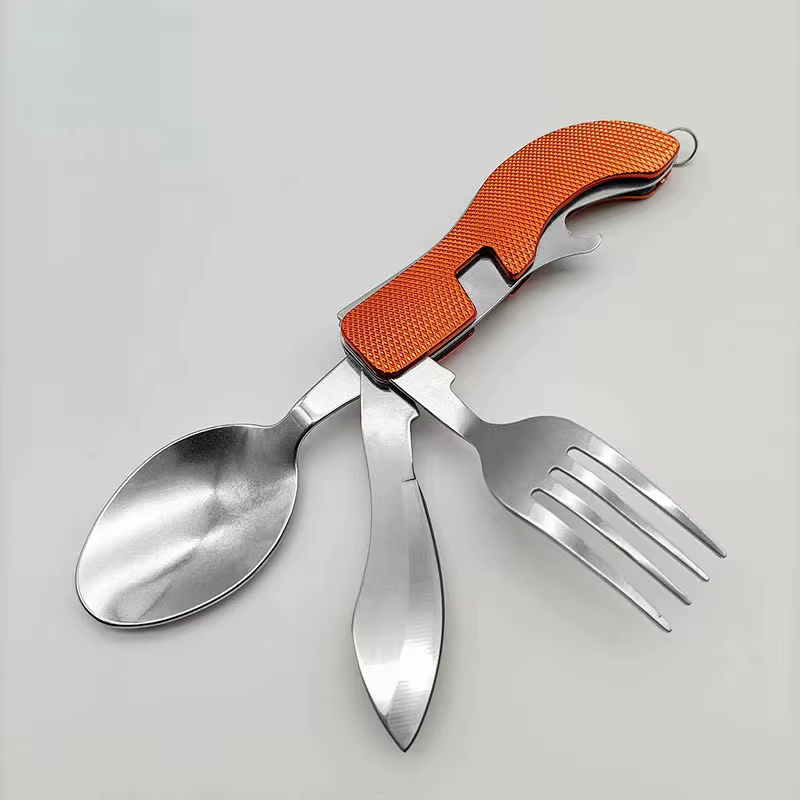 Set Cubertería Plegable Acero Inoxidable para Camping y Pesca - imagen 2
