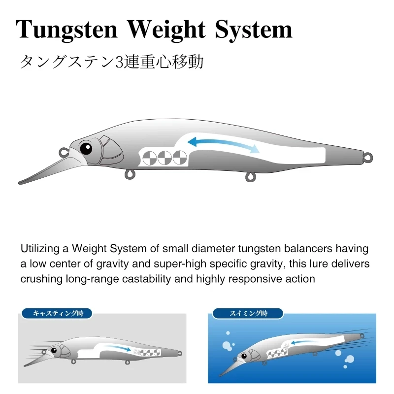 TSURINOYA 115S Jerkbait hundido para agua salada