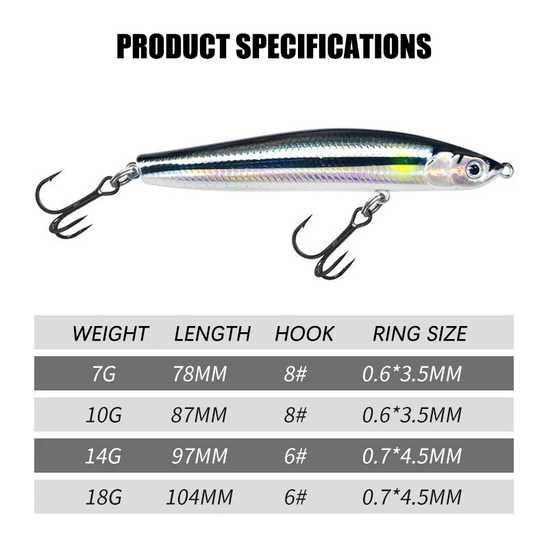 Señuelo tipo lápiz hundible AJLURES